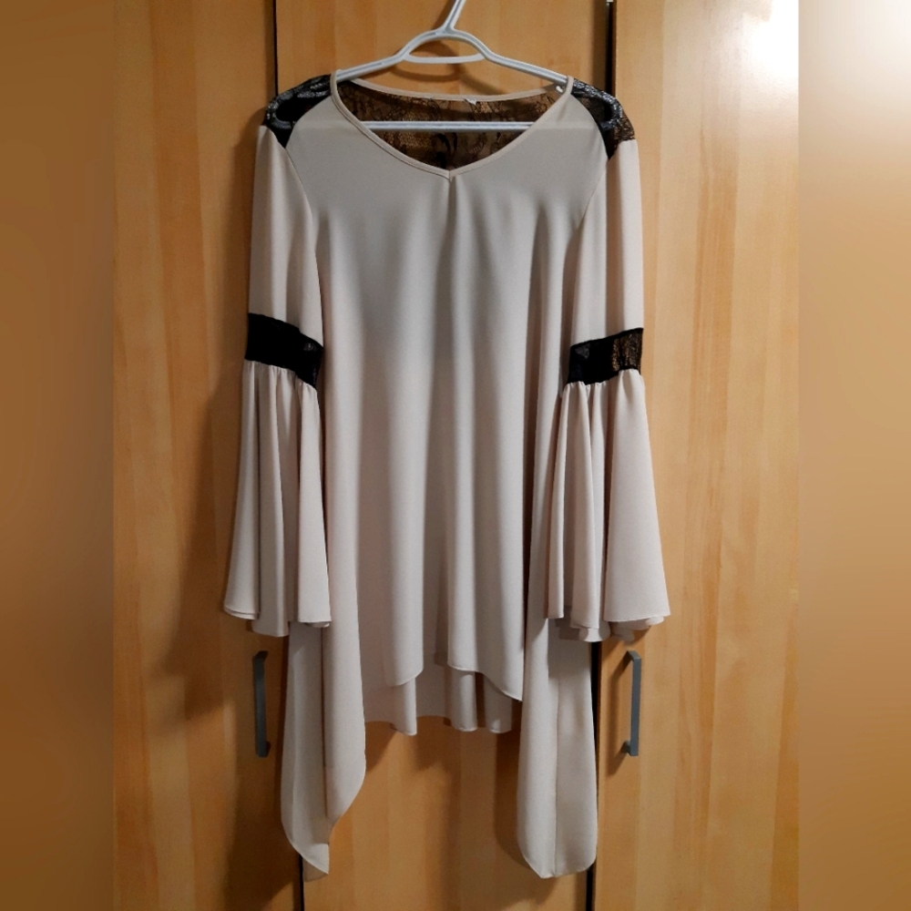 Joseph Ribkoff Backless Net Top in Beige and Black - Picture 2 of 8